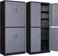 Metal Storage Cabinets with Doors and Shelves,71" Metal Garage Storage Cabinet with Lock,Gray Steel Cabinet with Locking Doors,4 Door Lockable Storage Cabinets for Garage,Home,Office