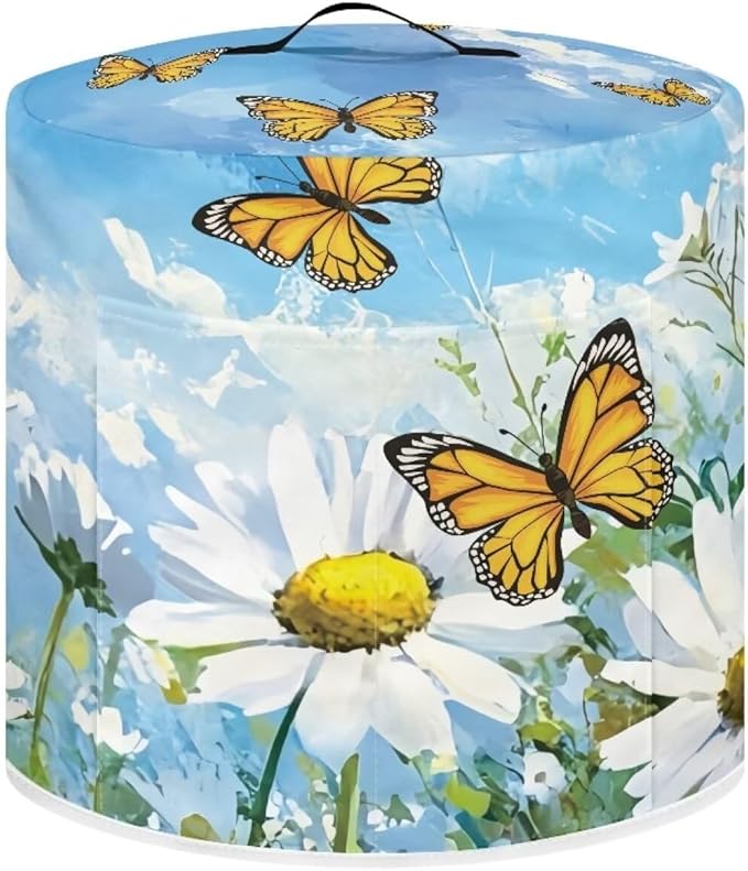 Daisy Butterfly Dust Cover Instant Pot and Extra Accessories Dust Proof Easy to Clean Pressure Cooker Cover Electric Appliance Cover Air Fryer Accessories with Storage Pocket Size S