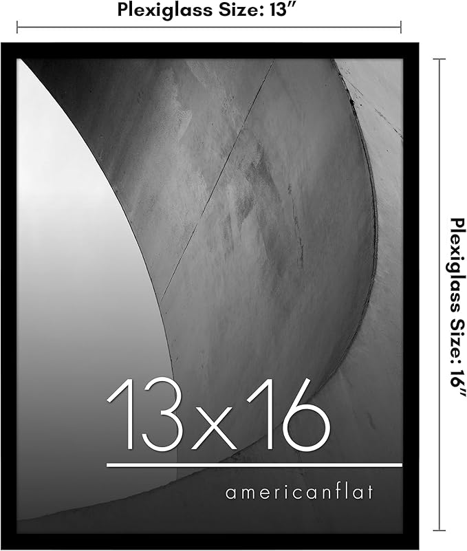 Americanflat 13x16 Picture Frame with Polished Plexiglass - Streamline Collection - Thin Border Picture Frame for Wall Display - Hanging Hardware Included - Black
