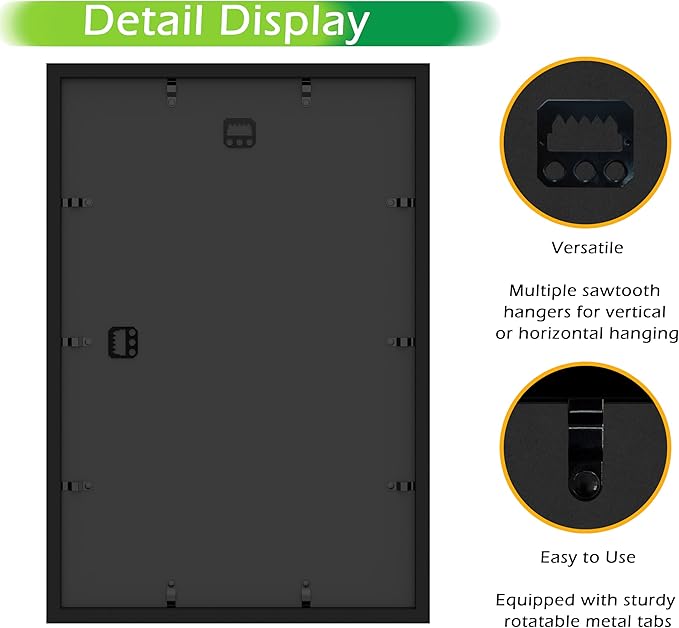 FrameWorks 12" x 18" Black Driftwood Wooden Shadow Box Frame – Soft Felt Back, Tempered Glass, and Included Elegant White Ball Push Pins