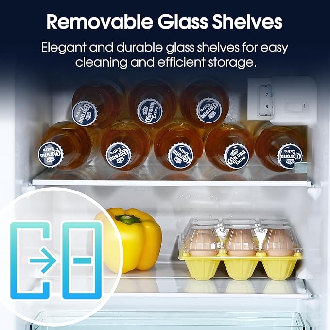 3.2 Cu.Ft Fridge with Freezer with 2 Doors, Refrigerator with 7 Level Temperatures, LED Light, Adjustable Shelves, Food Storage Cooling Drink for Bedroom, Office, Dorm, Apartment, Silver