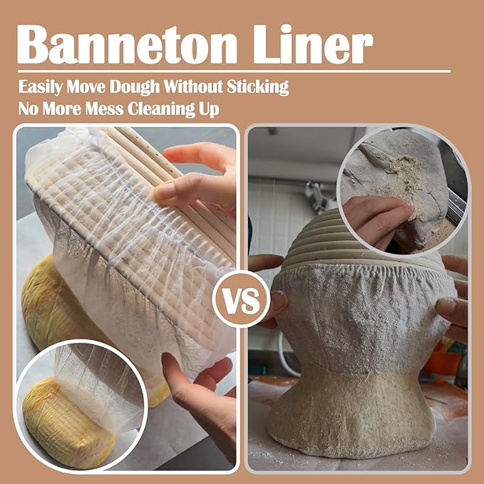 200 Pcs Banneton Liner,Banneton Bread Proofing Basket Non Woven Liners Non-Stick Dough,Bread Proofing Cover,Elastic Banneton Basket Liner,Sourdough Bread Baking Supplies