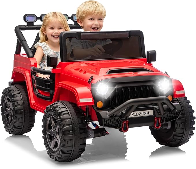 Kids 24v 2-Seater Electric Ride on Car,24v 4x4 Kids Electric Truck with Remote Control,2-Seater Ride-on Car, Spring Suspension & LED Lights for Backyard Exploration