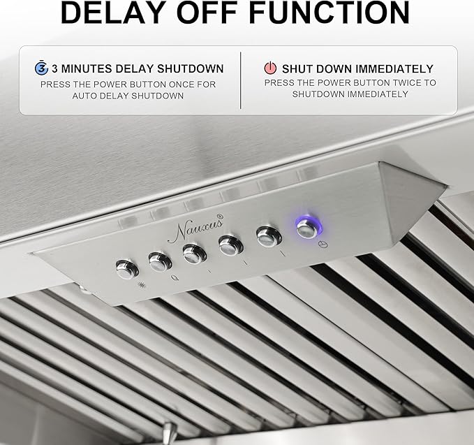 Akicon 48 Inch Range Hood Insert with Heater Sensor, 1200 CFM Bulit-in Kitchen Vent Hood with 4 Speeds, Ultra-Quiet Ducted Stove Hood 3CCT LED Lights and Dishwasher Safe Filters