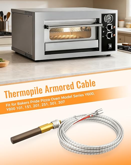 2J-M1265A Thermopile Fit for Bakers Pride Pizza Oven Model Series Y600 Y800 101 151 201 251 301 307, Replace Q313 M1265X