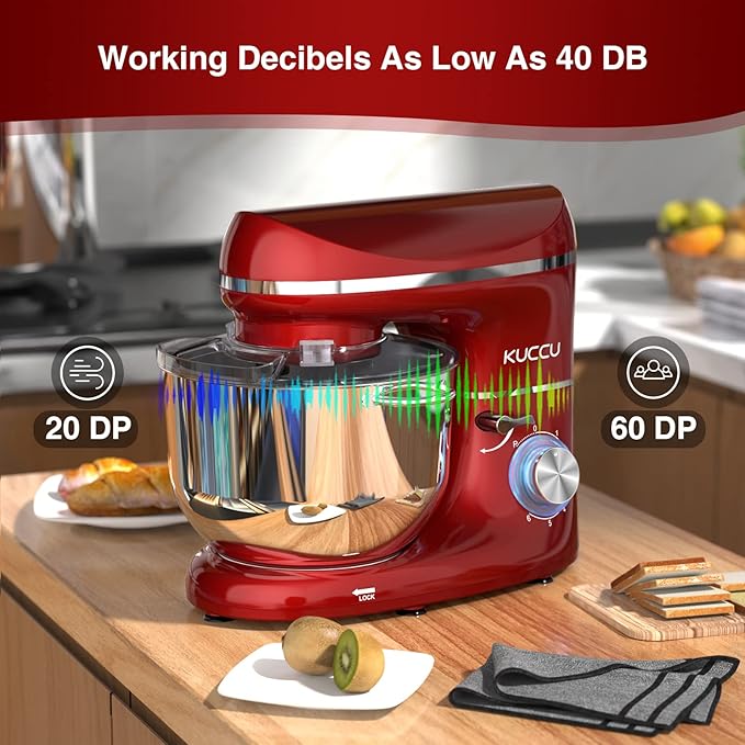 Stand Mixer, 6.5 Qt 660W, 6-Speed Tilt-Head Food Dough Mixer, Kitchen Electric Mixer with Stainless Steel Bowl,Dough Hook,Whisk, Beater, Egg white separator (6.5-QT, Red)