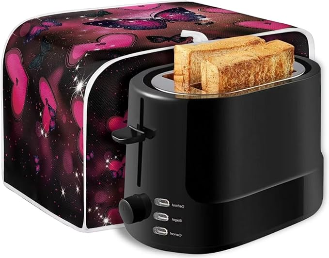 UNICEU Valentine's Day Toaster Dust Cover Protector Compatible with 2 Slice Butterfly Heart Print Heat-Resistant Dust Protection Anti-scratch Home Kitchen Decor