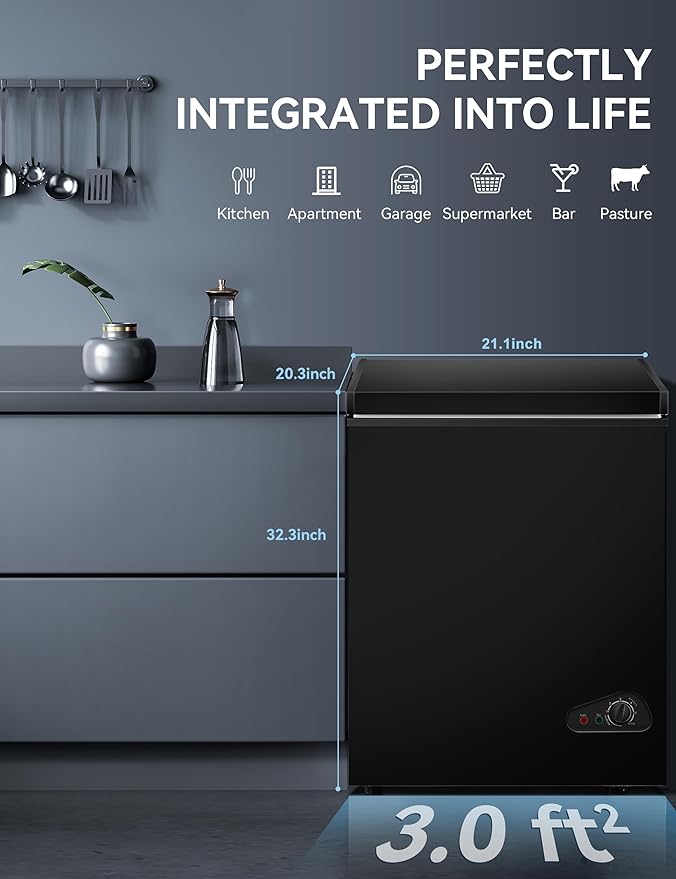 7.0 Cu Ft Chest Freezer - Energy Saving Quiet Top Open Door Mini Freezer Adjustable 6 Thermostat - Compact Small Deep Freezer w/Removable Basket and Defrost Water Drain for Home/Apartment/Garage