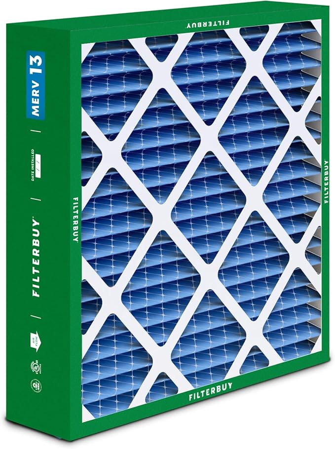 Filterbuy 17.5x21x5 Air Filter MERV 13 Optimal Smoke & Allergy Defense (2-Pack), Electrostatic Pleated HVAC AC Furnace Filters for Rheem, Ruud, and Protech (Actual Size: 17.13 x 20.63 x 4.38)