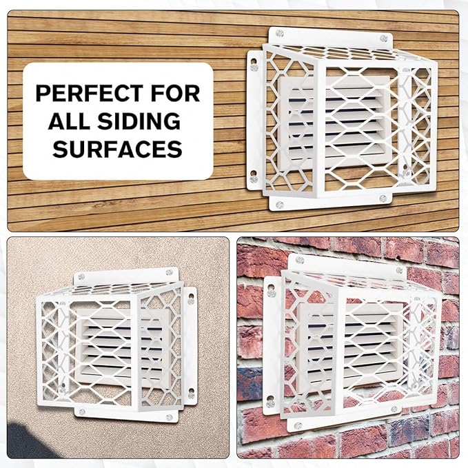 Dryer Vent Bird Guard – Steel Exhaust Vent Cover for 3" to 4" Dryer & Bathroom Vents, Keeps Birds and Small Animals Out, Galvanized Metal Cage, 7"x7"x5" (White-1PCS)