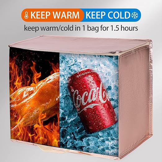 Bodaon 5-Pack Cooler Insulated Food Delivery Bag, Thermal Hot Pizza, X-Large Bags for Grocery/Catering/Shopping, Rideshare Delivery Bag, Large Cold Frozen Accessories, Gold