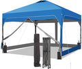 Saemoza 12x12 Pop Up Canopy Tent with One Push Setup, Outdoor Sun Shade Canopy for Backyard Party, Easy Up Instant Shelter with 4 PVC Transparent Sidewalls, 4-Sandbags & Wheel Bag, Blue.
