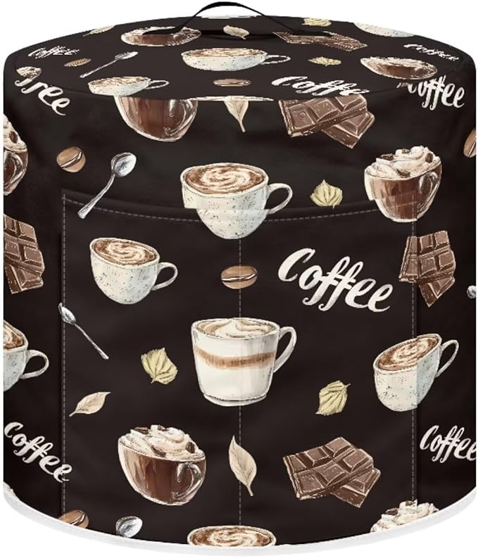 Chocolate Latte 3 Quart Pressure Cooker Dust Cover with Top Handle and Storage Pocket Kitchen Appliance Decor Air Fryer Rice Cooker Covers Machine Washable