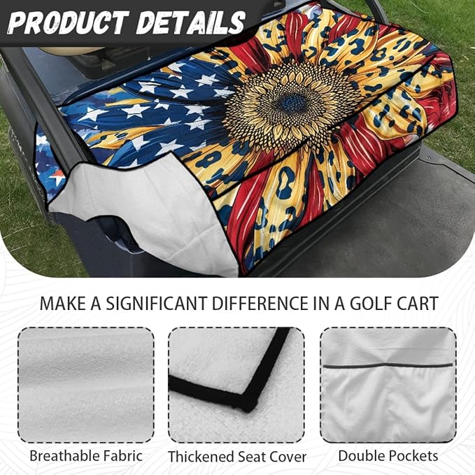 Golf Cart Seat Cover Cushion Made from Breathable Microfiber with Waterproof Layer, Designed to Reduce Heat and Moisture During Long Outdoor Rides