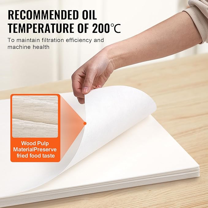 VEVOR Fryer Filter Paper 100-Pack, Oil Filter Paper 25.7" x 16.9", Suitable for 55L-58L Mobile Fryer Filtration Units, Ideal for Restaurants, Fast Food Outlets, and Festival Food Booths