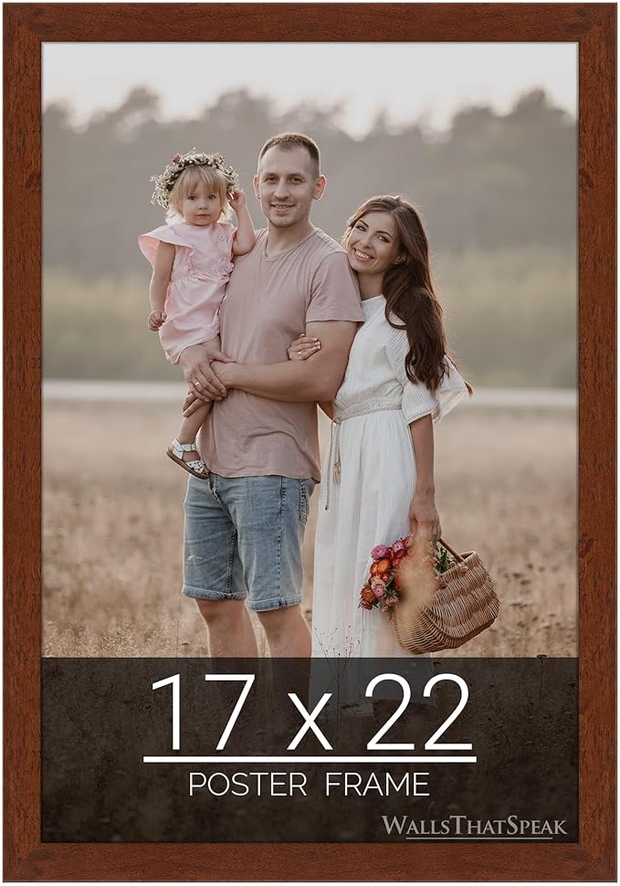 wallsthatspeak 17x22 Dark Walnut Rustic Pine Picture Frame for Puzzles Posters Photos or Artwork