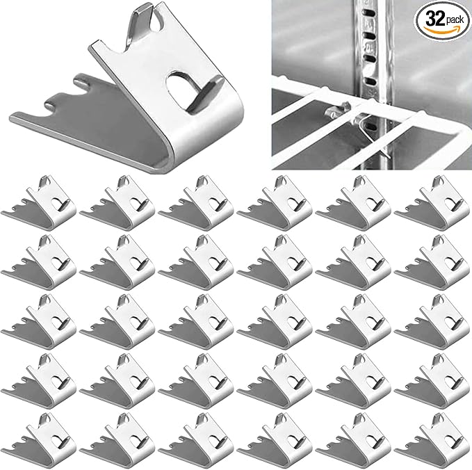 32 Pieces 920158 Freezer Shelf Clip,Stainless Steel Shelf Clip for Refrigerator,Freezer Cooler Shelf Support,Replacement Shelf Square Buckles Clips