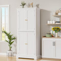 MHOM 71" Tall Pantry Cabinet, Farmhouse Kitchen Storage Cabinet with 6 Hanging Shelves and Adjustable Shelves, Freestanding Cupboard for Kitchen & Dining Room, White