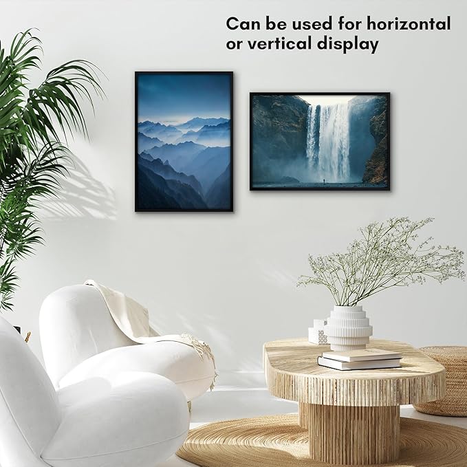 Americanflat 13x19 Picture Frame with Polished Plexiglass - Streamline Collection - Thin Border Picture Frame for Wall Display - Hanging Hardware Included - Black