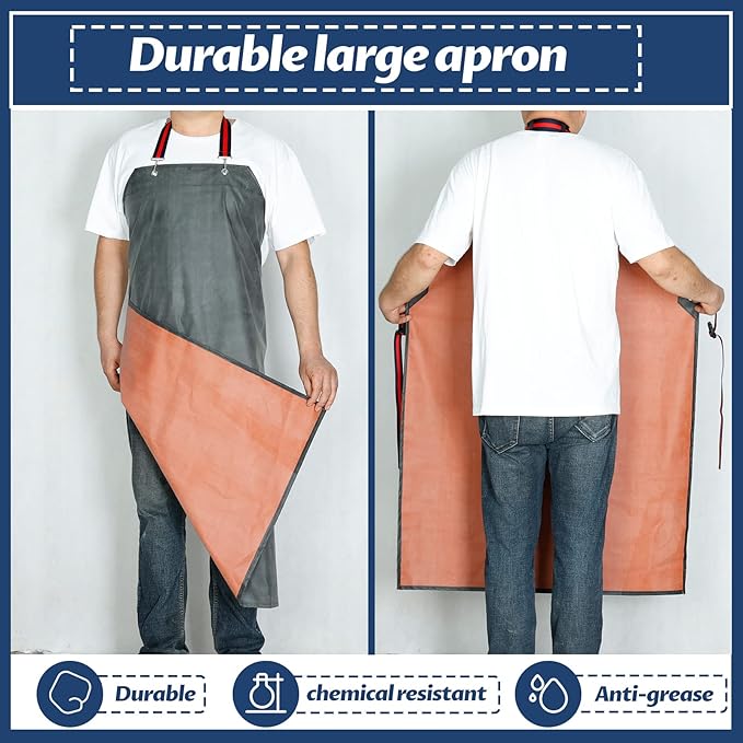 Thick Rubber Apron,Professional Waterproof Chemical Oil Resistant Aprons for Dishwashing,Dog Grooming,Butcher(2 pack)