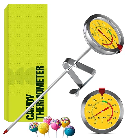 Candy Thermometer with Pot Clip - Deep Fry Oil Thermometer for Frying and Candle Making - Yellow