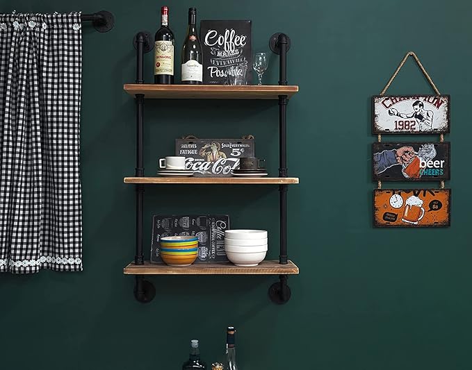 Industrial Pipe Shelving Bathroom Shelves Over Toilet 24 Inch,Rustic Wall Shelves,Industrial Floating Shelves for Wall Pipe Shelf Farmhouse Shelf for Kitchen