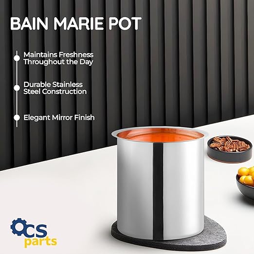 OCS Parts 6-Pack 3.5 Quart Bain Marie Pot | 7-3/4" x 5-11/16" Stainless Steel Pot for Warm or Cold Food, Sauces, Soups, or Organizing Cooking Utensils
