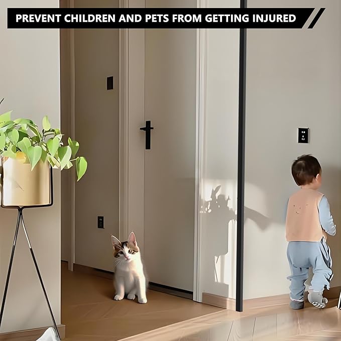 5pcs 48" L*0.98" W Aluminum Self-Adhesive Wall Corner Protectors, Wall Furniture Bumper, Safety Baby Proofing Corner Cushion Table Edge, Wide Coverage and Easy to Install - Black