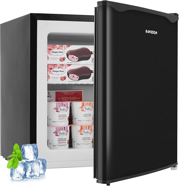 BANGSON Upright Freezer,1.1Cu.ft Mini Freezer with Removable Shelf, Single Door Mini Freezer for Home/Dorms/Apartment/Office (Black)