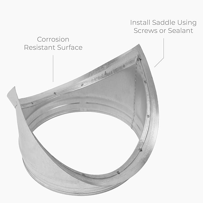 Galvanized Steel Saddle Takeoff – Round 90 Degree Splitter for 8” Duct with 8" Outlet Branch Connector - Range Hood Duct Adapter - Heavy Duty Supply/Exhaust Air Ventilation Duct Work Collar