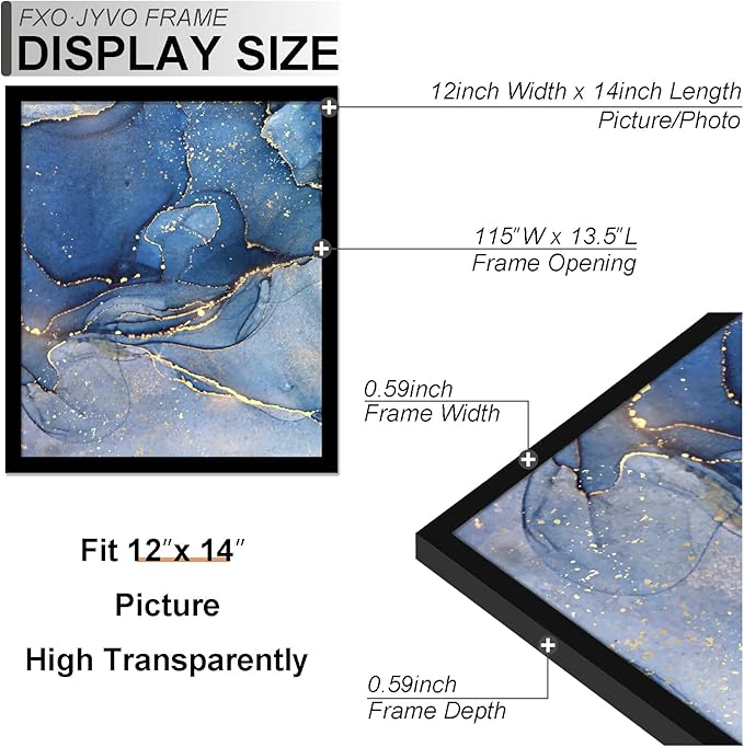 12x14 Picture Frame Set of 3, Black Frame for 12 x 14 Inch Picture Poster Photo, Light Weight and High Transparent 12 by 14 Frame for Wall - 3 Pack/Black/12 x14