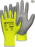KAYGO Safety Work Gloves for Men and Women PU Coated, 60 Pairs Seamless Knit Glove with Thin Polyurethane Coated Smooth Grip on Palm&Fingers, Ideal for General Light Duty Work, KG11P