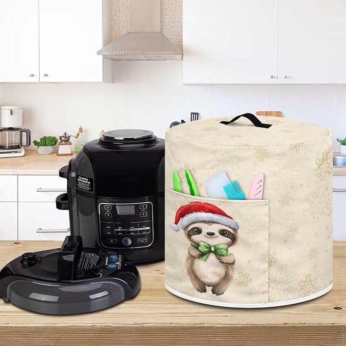 Christmas Tree Sloth Pressure Cooker Cover Instant Pot Accessories Instant Pot Kitchen Appliance Dust Cover with Pockets for Rice Cooker Air Fryer Slow Cooker Dust Covers for Kitchen Size L