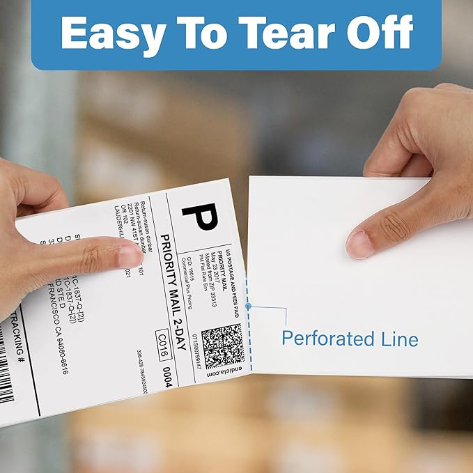 LotFancy 4x6 Direct Thermal Shipping Labels, 1000 Thermal Labels Fanfold with Perforated and Strong Adhesive, White Mailing Label Compatible with Zebra, Rollo Printer