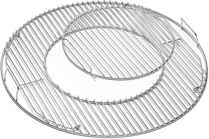 Hinged Cooking Grate for Weber, 22.5 inch Charcoal Grills, Kettle, Performer, Master-Touch, Grill Grate Replacement Part for Weber