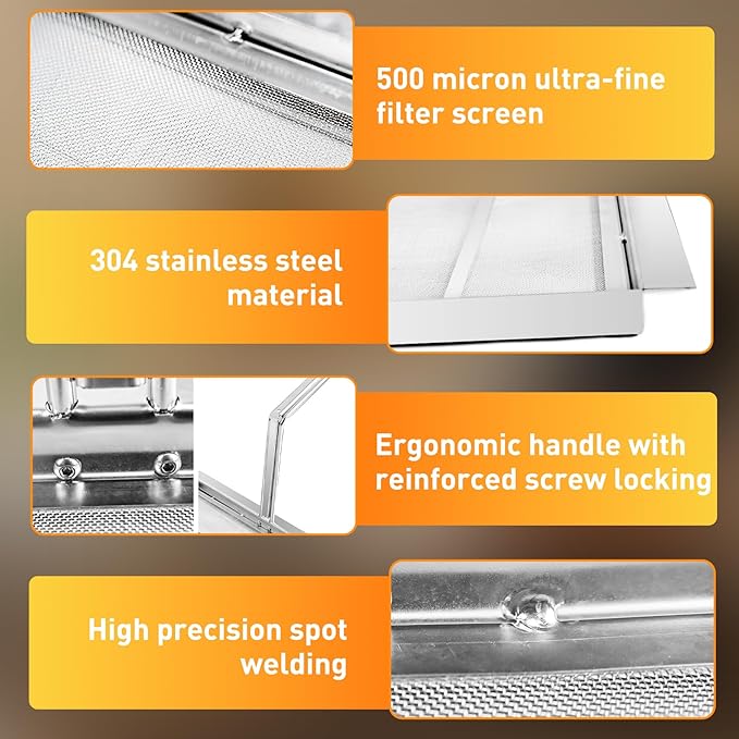 Commercial Deep Fryer Filter AF45, 13.75" x 13.75" 304 Stainless Steel with 500 Micron Mesh to Intercept Residue, Deep Fryer Filters for Cleaner Performance in Restaurants & Kitchens