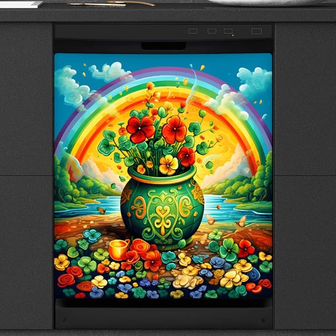 Rainbow Flower Colorful Dishwasher Magnet Cover, Reusable Refrigerator Panel Stickers Microwave Front Door Covers Magnets for Kitchen Home Appliances Holiday Party Decorations 23 X 26 in