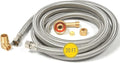 Hippohose 20 FT Stainless Steel Dishwasher Water Hose Kit - Universal Fit, Braided SS, 3/8'' Connections, 5-Year Warranty