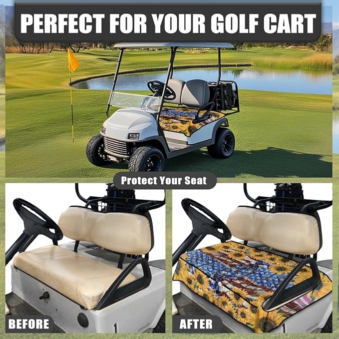 Golf Cart Seat Cushion Cover Featuring Comfortable Microfiber Fabric and Waterproof Protection for Outdoor Use