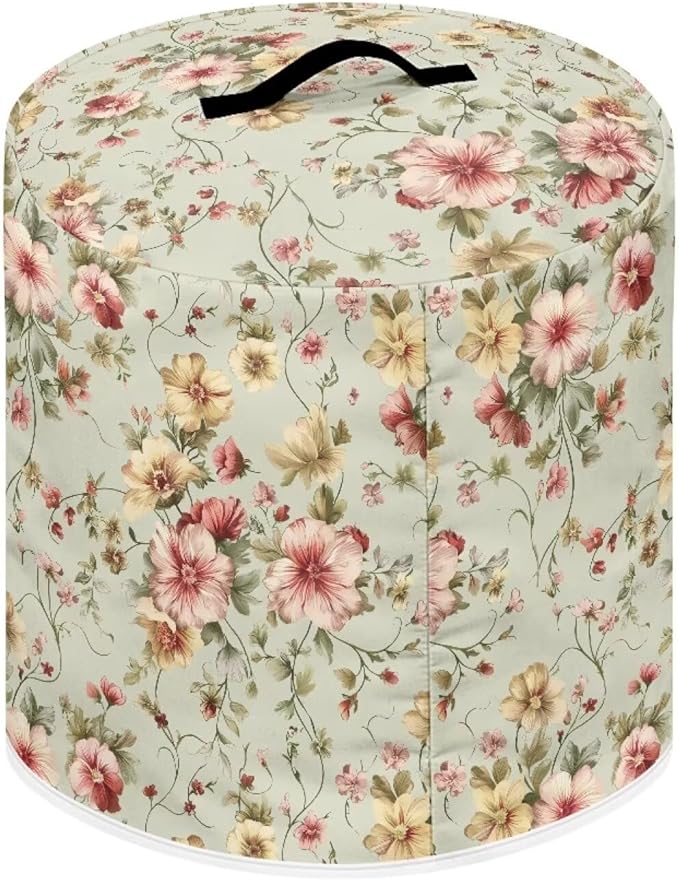 Floral Air Fryer Cover Washable Dust Cover for Kitchen Appliance Accessories for 3 Quart Pressure Cooker Air Fryer Rice Cooker Dust Protection with Storage Pockets