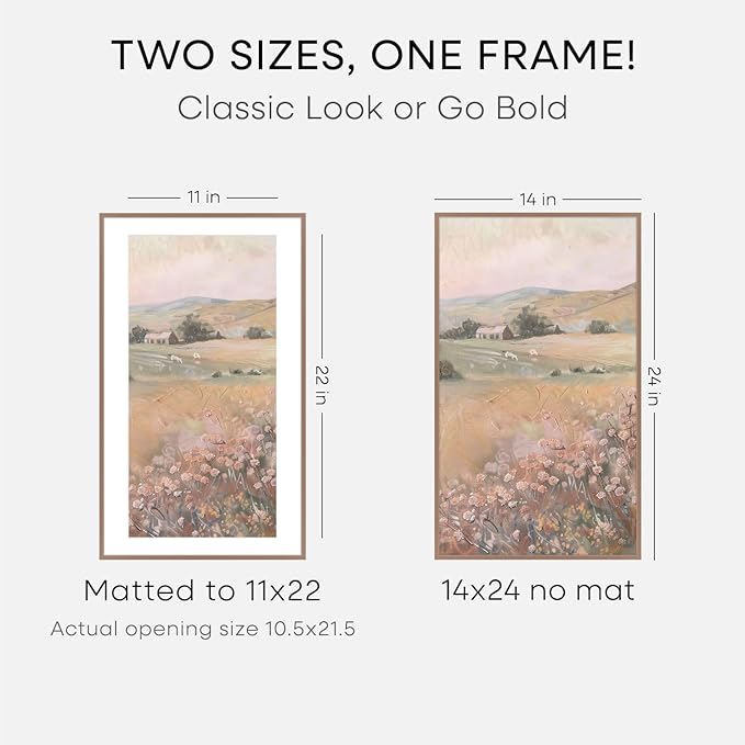 Homeforia 14x24 Picture Frame Mocha, High End Metal 14x24 Poster Frames with Mat 11x22 Photo, 14 x 24 Mocha Frame Matted to 11 by 22 Print, 24by14 Thin Hanging Frames, Tempered Glass, Wall Kit, Set of 1