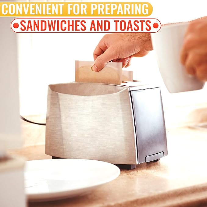 12Pcs Non-Stick Toaster Bags Reusable – 6.7"x7.5" Grilled Cheese Bags, Heat-Resistant & Easy to Clean | Mess-Free Toasting, Sandwiches, Panini & More | Compatible with Toaster, Oven, Microwave & Grill