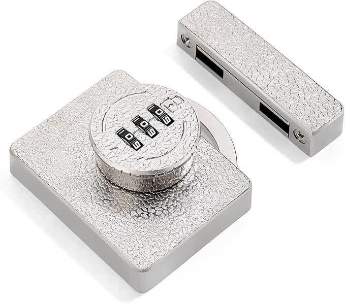 Silvery Cabinet Lock,3 Digit Password Keyless,Anti Pry Mechanical Password Lock,Protect Privacy,for Drawer,Cabinets,Locker, Closet,Windows,Sliding Door,Bathroom,and Garden