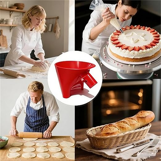Flour Funnel for Kitchen Aid Mixer, Stand Mixer Attachment, Easy Pour No-Mess Attachment, Anti-Splash Accessory, Durable Dishwasher-Safe Baking Tool (White)