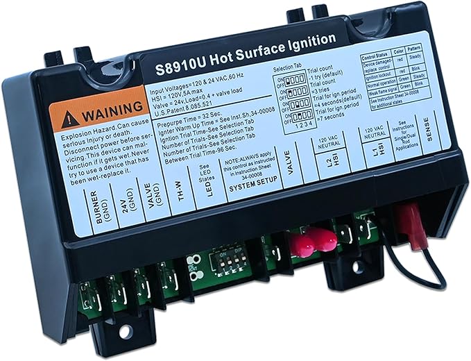 Upgraded S8910U3000 Universal Hot Surface Ignition HIS Control Module, Compatible with Honeywell S8910U3000