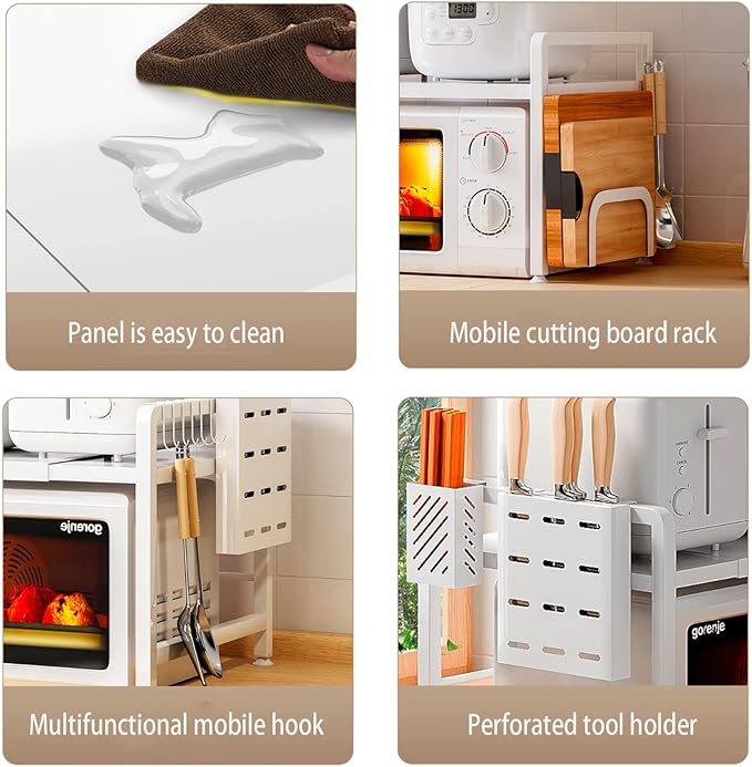 Microwave Storage Rack Kitchen Countertop Organizer Shelf Adjustable Microwave Stand, Toaster Oven Rack Expandable Spice for Kitchen Storage Stand/3Tier, 2Tier