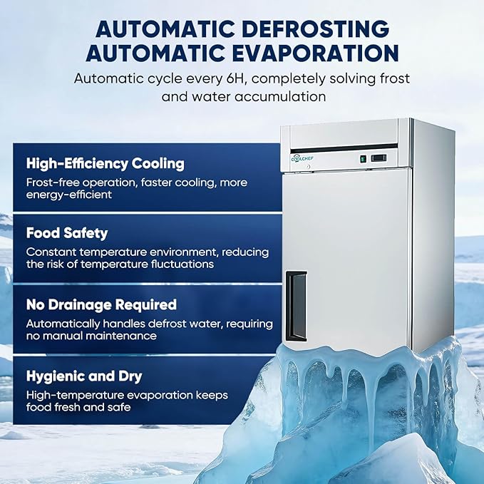 Commercial Freezer Upright Single Door 27" Stainless Steel Reach In Frost Free Upright Freezers 20 cu ft Garage Ready Restaurant Kitchen Industrial Freezer Commercial Stand Up Freezers Standing