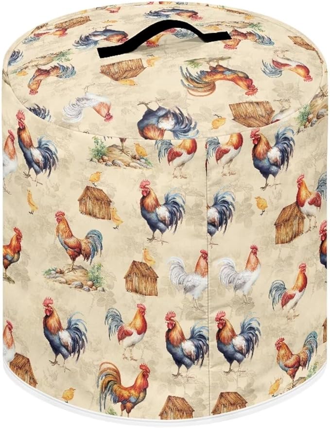 Flashideas Rooster Pressure Cooker Cover with Storage Pocket Compatible with 8 10 Quart Instant Pot, Durable Rice Cooker Air Fryer Accessories, Waterproof Kitchen Appliances Dust Cover