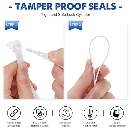 Roowest 1000 Pcs Plastic Truck Trailer Door Seals, Tamper Evident Security Tags, Numbered Safety Disposable Locks for Container Logistics Transport Package Shipping(White)