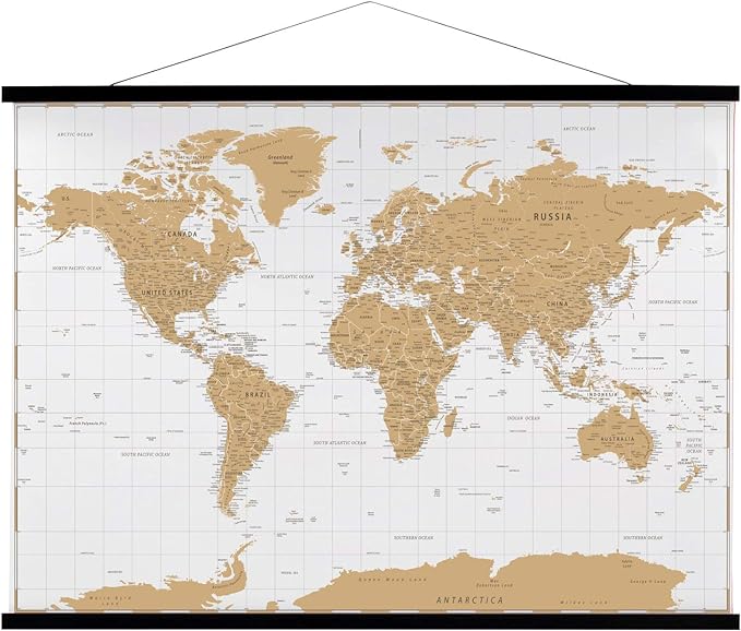 FALAMON Magnetic Poster Hanger Frame,42x30 42x28 42x24 Teak Wood Magnet Poster Frame for Posters,Prints,Photos,Pictures,Maps,Scrolls,and Canvas Artwork(Black,42")